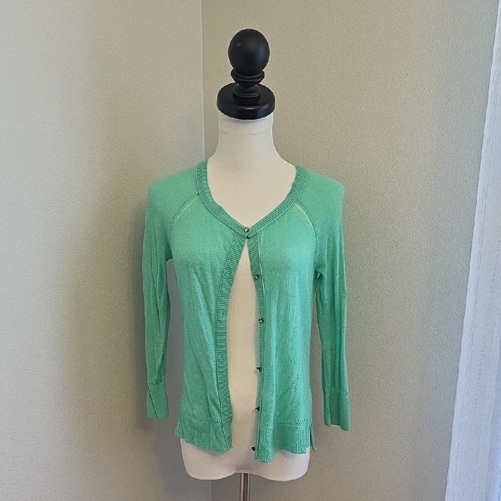 Vintage American Eagle Outfitters Green Quarter Sleeve Cardigan Jewel Buttons